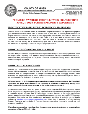 California Business Property Statement