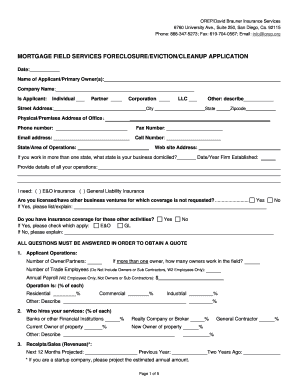 Mortgage Field Services Insurance Application