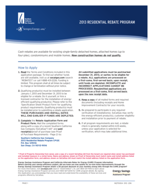 2013 Residential Rebate Program Application