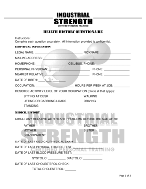 Health History Questionnaire