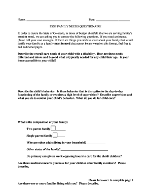 FSSP Family Needs Questionnaire
