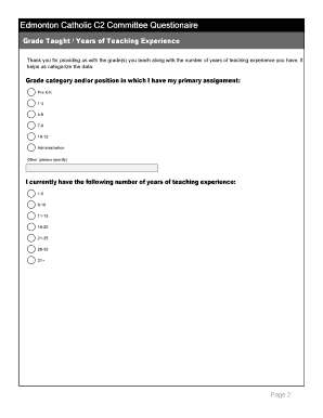 Edmonton Catholic C2 Committee Questionnaire