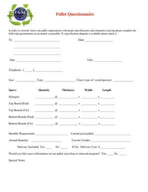 Pallet Requirement Questionnaire