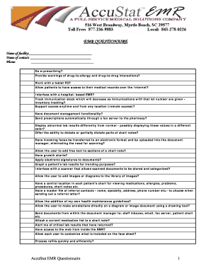 AccuStat EMR Questionnaire