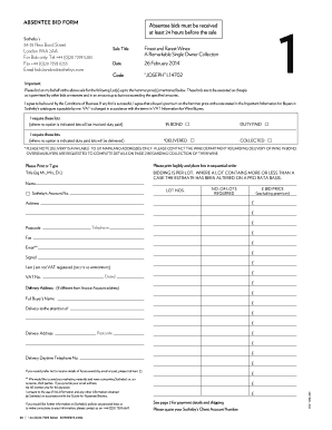 Sotheby's Absentee Bid Form