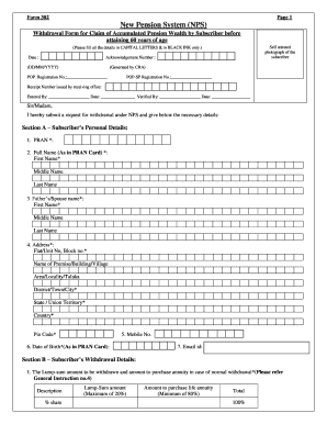 NPS Withdrawal Form for Early Pension Wealth Claim