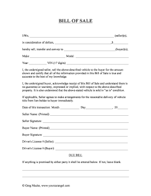 Vehicle Bill of Sale