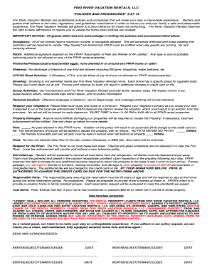 Frio River Vacation Rentals Policies and Procedures