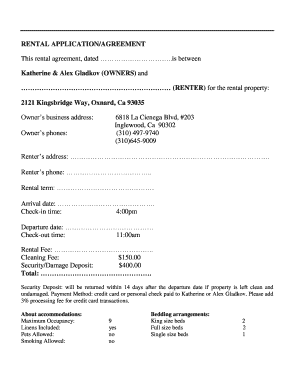 California Vacation Rental Agreement