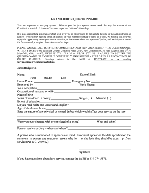 Summons for Grand Jury Service