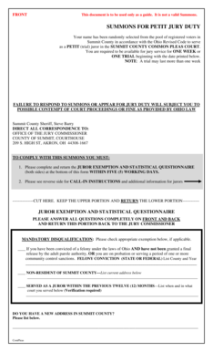 Summit County Jury Duty Summons