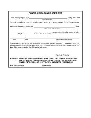 Florida Insurance Affidavit