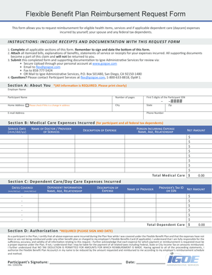 Flexible Benefit Plan Reimbursement Request Form