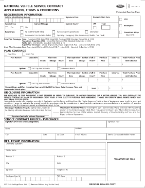 National Vehicle Service Contract Application
