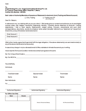 Letter of Authority for Electronic Statements