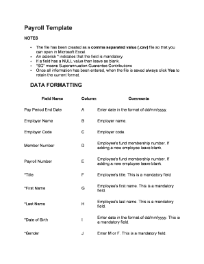 Payroll File Template Instructions - Australian Ethical Investment