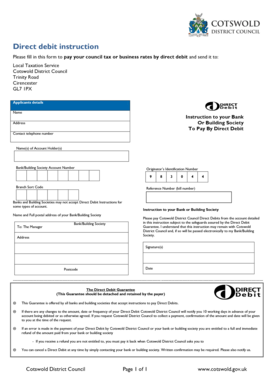 Cotswold District Council Direct Debit Instruction