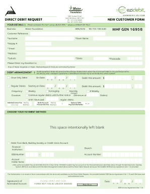 Direct Debit Request Form