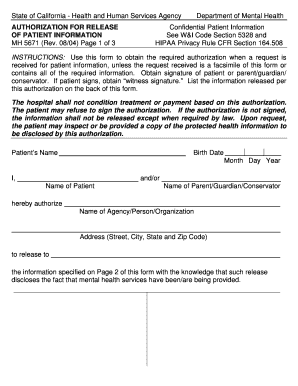 California Authorization for Release of Patient Information