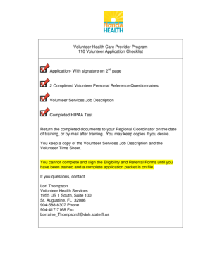 Volunteer Health Care Provider Program Application