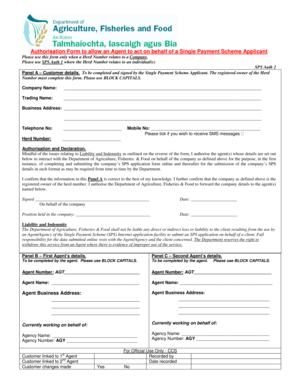 Single Payment Scheme Agent Authorisation Form