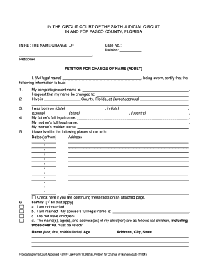 Florida Adult Name Change Petition