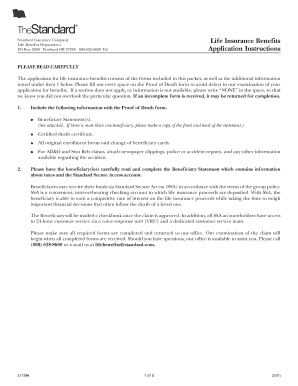 Standard Insurance Life Benefits Claim Form