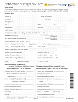 Notification of Pregnancy Form