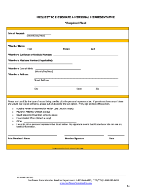 Request to Designate a Personal Representative