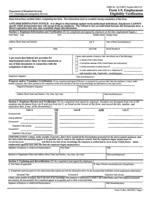 USCIS Form I-9 Employment Eligibility Verification