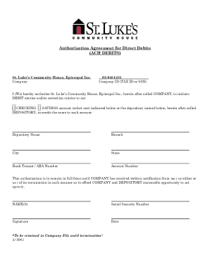 Authorization Agreement for Direct Debits (ACH Debits)