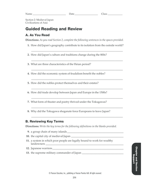 Medieval Japan Guided Reading and Review