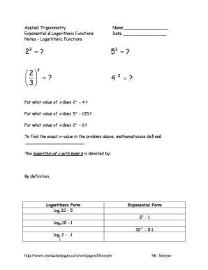 Applied Trigonometry and Logarithmic Functions Worksheet