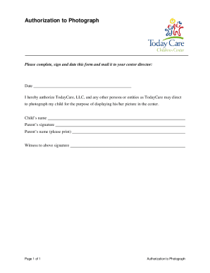 Authorization to Photograph