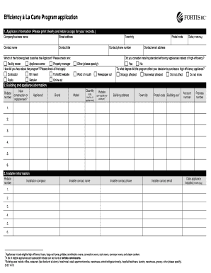 Efficiency à La Carte Program Application