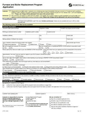 Furnace and Boiler Replacement Program Application