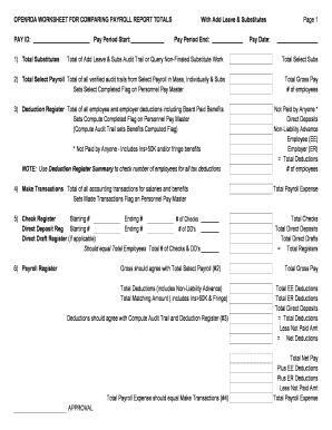 OpenRDA Payroll Report Comparison Worksheet