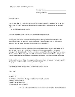 Health Risk and Condition Management Program Notification