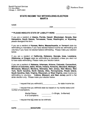 State Income Tax Withholding Election