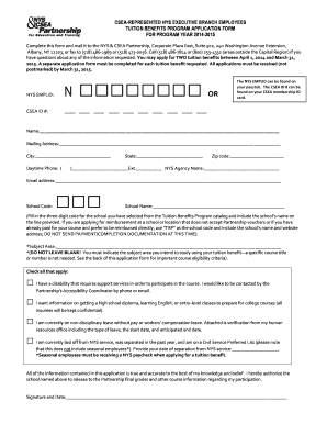 CSEA NYS Executive Branch Tuition Benefits Application