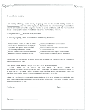 Xchange Telecom Lifeline Application Form
