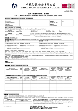 CBI Comprehensive Travel Insurance Proposal Form