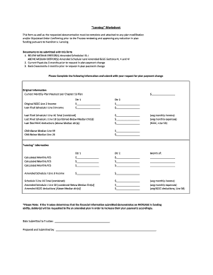 Lanning Worksheet for Chapter 13 Plan Payment Change