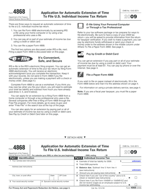 Form 4868 Application for Automatic Extension of Time to File US Individual Income Tax Return