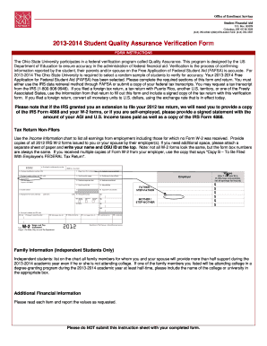 2013-2014 Student Quality Assurance Verification Form