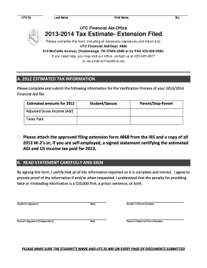 2013-2014 Tax Estimate- bExtensionb Filed - utc