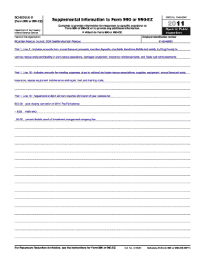 Schedule O Form 990 or 990-EZ