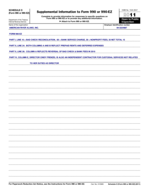 Schedule O Form 990 or 990-EZ
