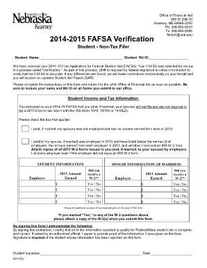 2014-2015 FAFSA Verification Form