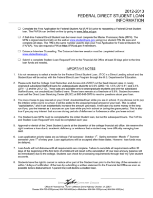 Federal Direct Student Loan Summer Request Form